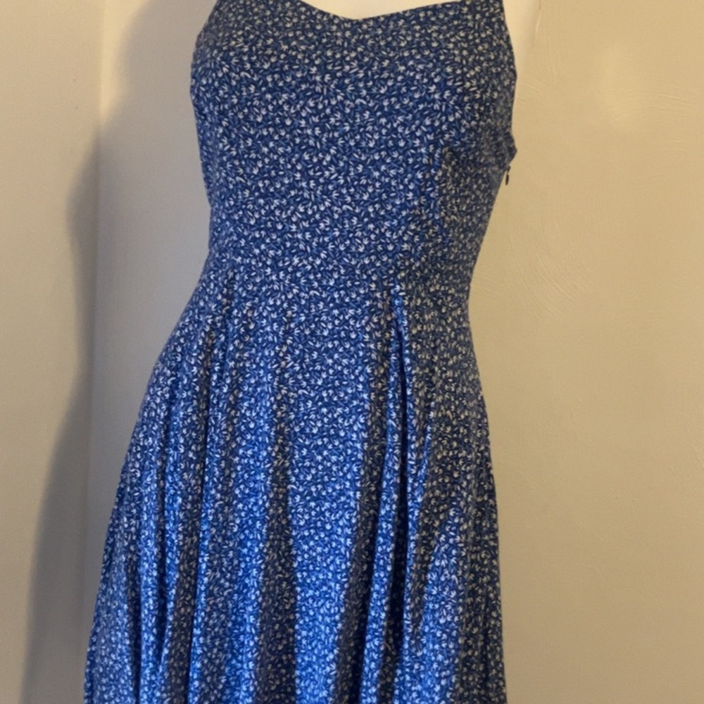 Blue Floral A-Line Women's Dress